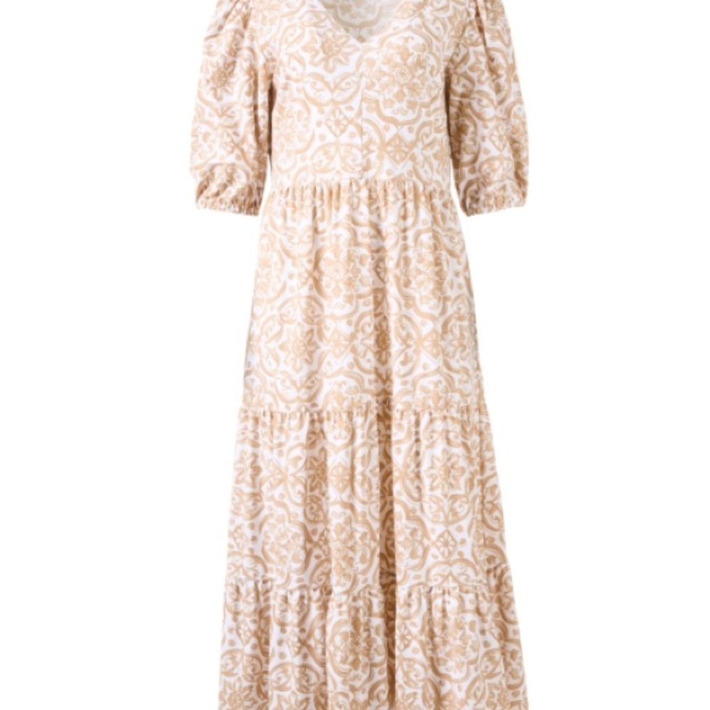 Elegant Tan Patterned Dress